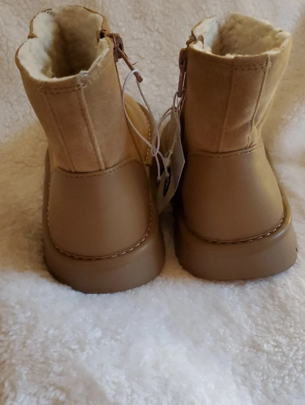 Cat & Jack Cognac/Honor Faux Suede Sherpa-Lined Ankle Boots Toddler Size 13 NWT